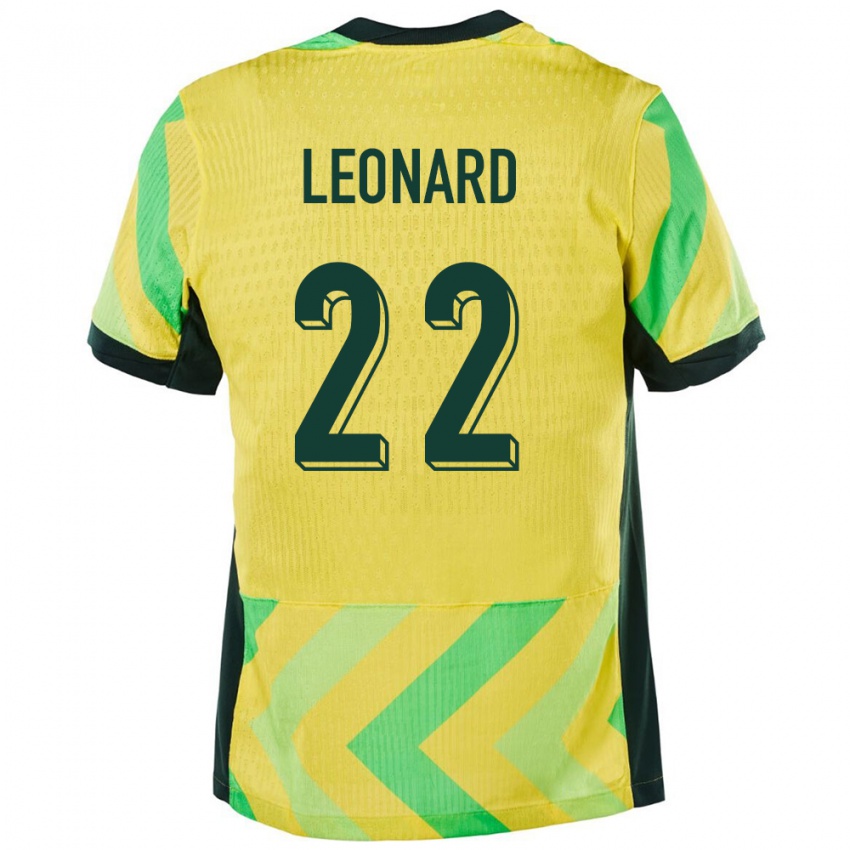 נשים אוֹסטְרַלִיָה Dylan Leonard #22 זָהוּב ג'רזי ביתית 24-26 חולצה קצרה