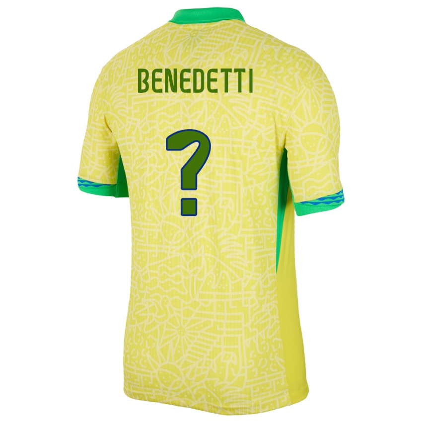 נשים ברזיל Luis Benedetti #0 צהוב ג'רזי ביתית 24-26 חולצה קצרה