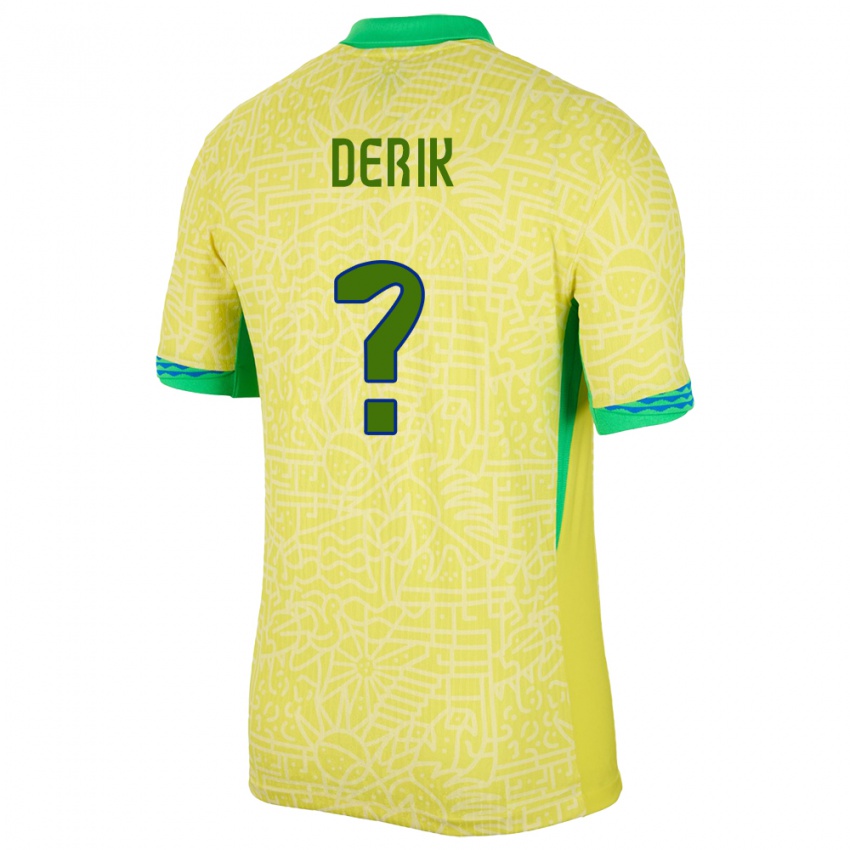 נשים ברזיל Léo Derik #0 צהוב ג'רזי ביתית 24-26 חולצה קצרה