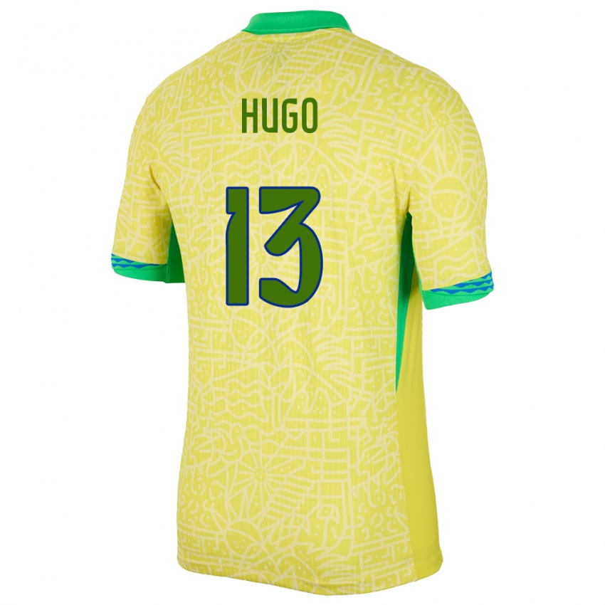 נשים ברזיל Vitor Hugo #13 צהוב ג'רזי ביתית 24-26 חולצה קצרה
