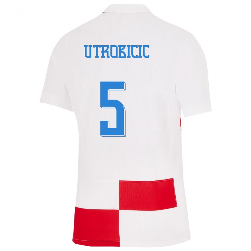 נשים קרואטיה Ante Utrobicic #5 לבן אדום ג'רזי ביתית 24-26 חולצה קצרה