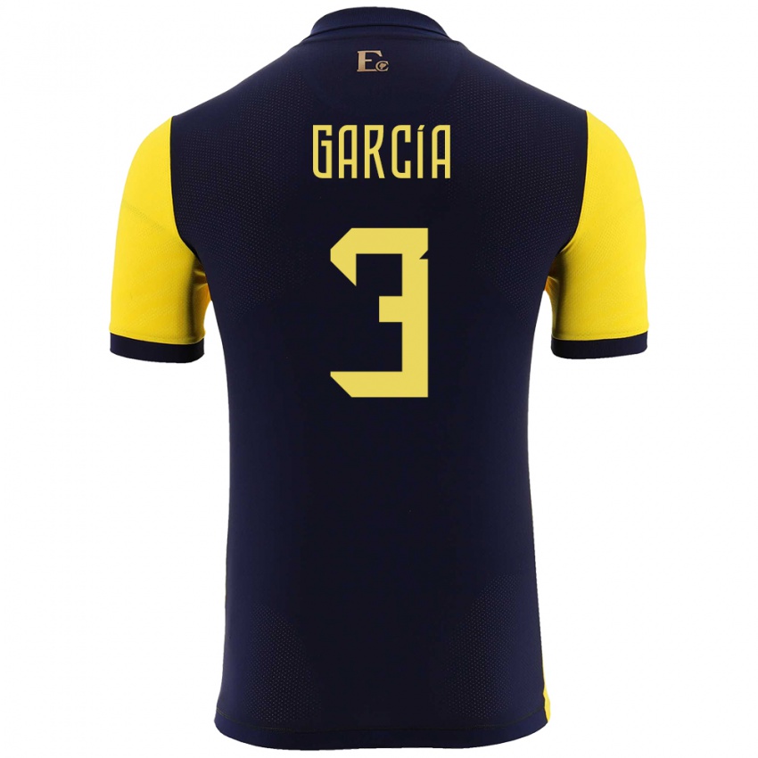 נשים אקוודור Christian García #3 צהוב ג'רזי ביתית 24-26 חולצה קצרה