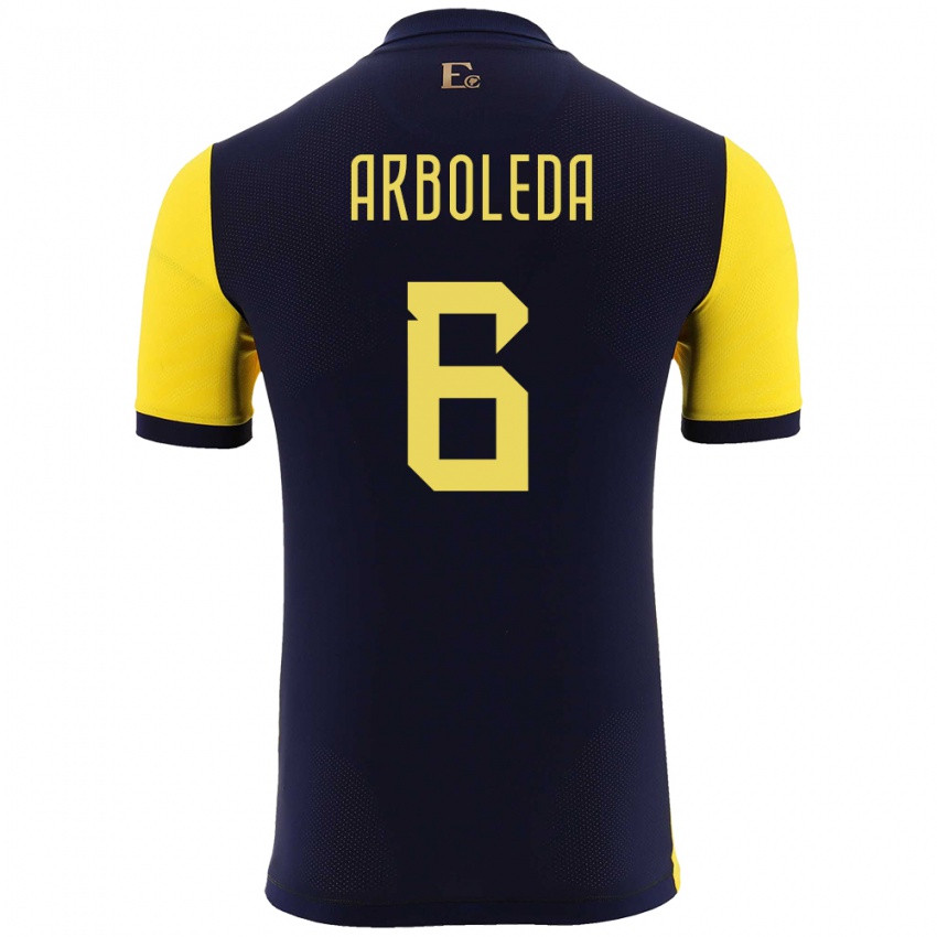 נשים אקוודור Edu Arboleda #6 צהוב ג'רזי ביתית 24-26 חולצה קצרה