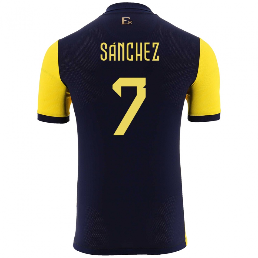 נשים אקוודור Santiago Sánchez #7 צהוב ג'רזי ביתית 24-26 חולצה קצרה