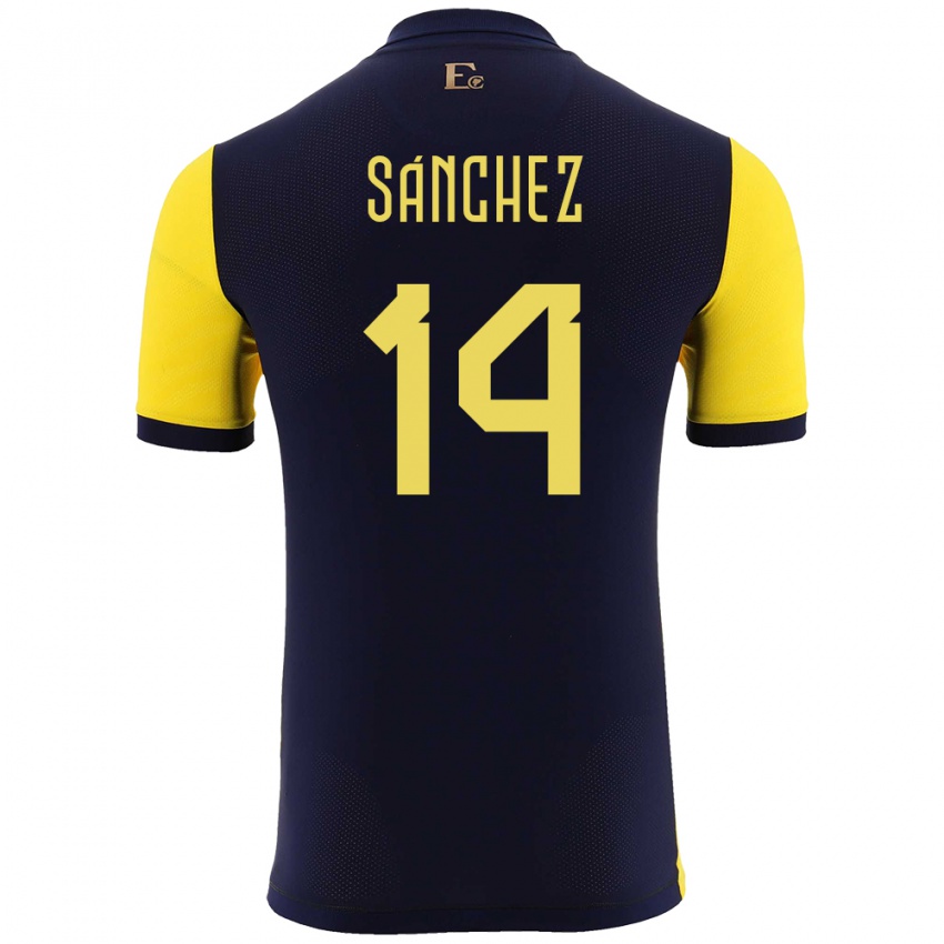נשים אקוודור Isaac Sánchez #14 צהוב ג'רזי ביתית 24-26 חולצה קצרה