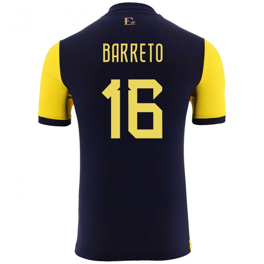 נשים אקוודור Andry Barreto #16 צהוב ג'רזי ביתית 24-26 חולצה קצרה