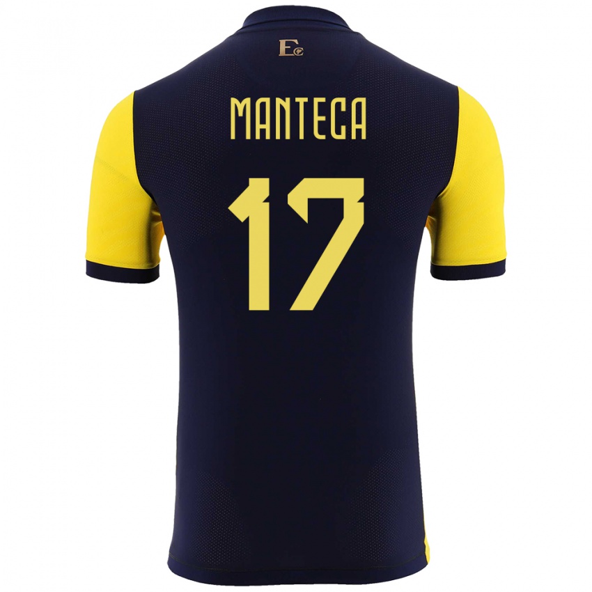 נשים אקוודור Demcy Manteca #17 צהוב ג'רזי ביתית 24-26 חולצה קצרה