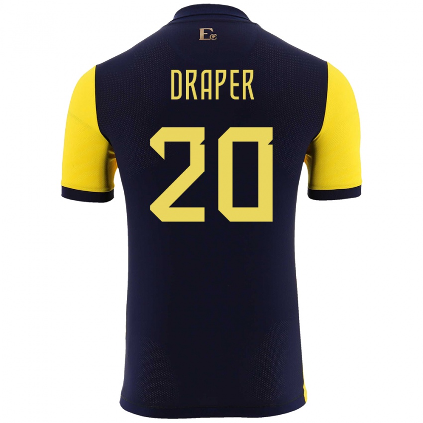 נשים אקוודור Andrew Draper #20 צהוב ג'רזי ביתית 24-26 חולצה קצרה