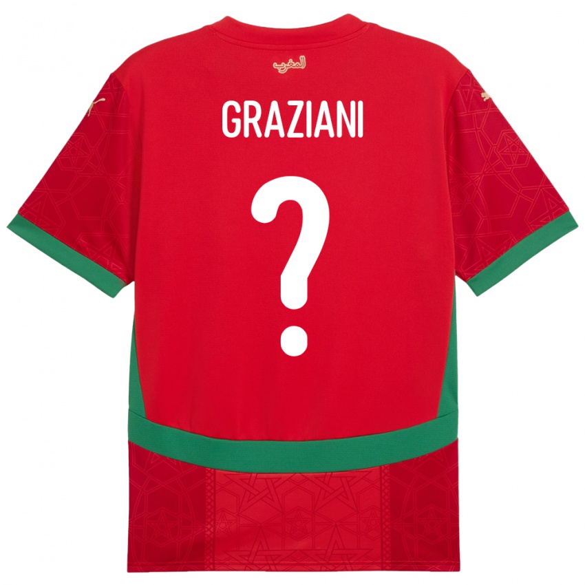 נשים מָרוֹקוֹ Kelyan Graziani #0 אָדוֹם ג'רזי ביתית 24-26 חולצה קצרה