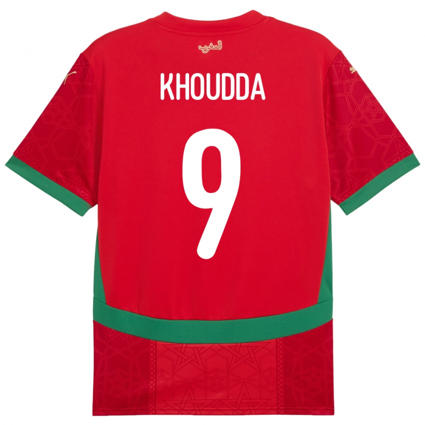 נשים מָרוֹקוֹ Youssef Khoudda #9 אָדוֹם ג'רזי ביתית 24-26 חולצה קצרה