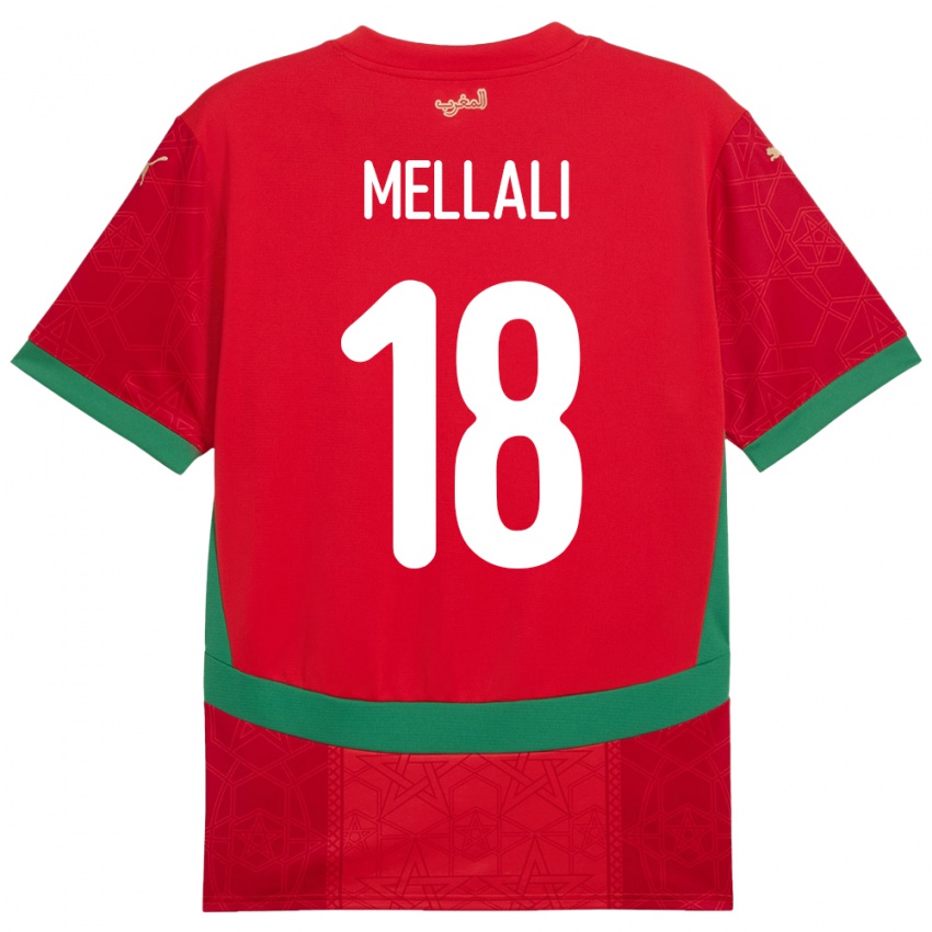 נשים מָרוֹקוֹ Hicham Mellali #18 אָדוֹם ג'רזי ביתית 24-26 חולצה קצרה