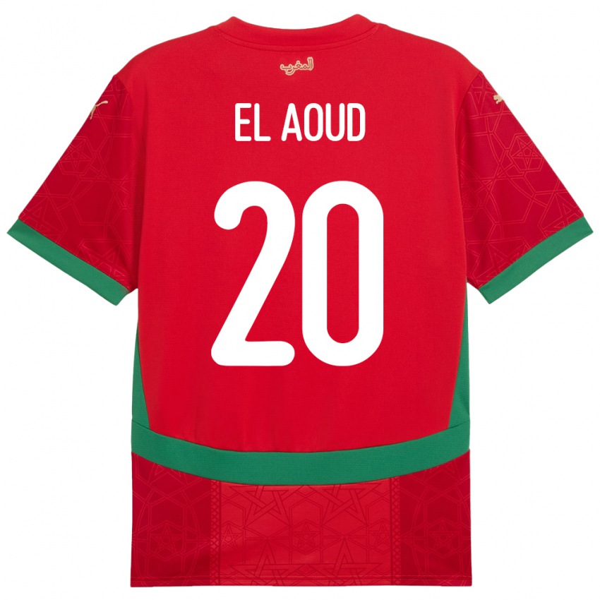 נשים מָרוֹקוֹ Ismail El Aoud #20 אָדוֹם ג'רזי ביתית 24-26 חולצה קצרה