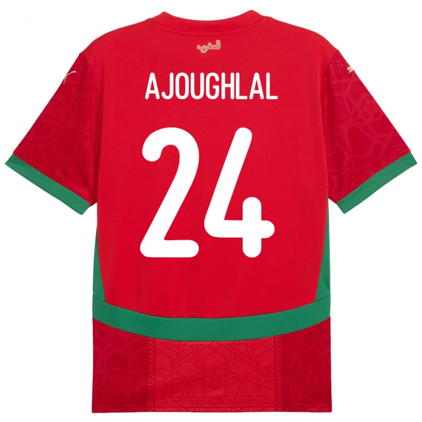 נשים מָרוֹקוֹ Zakaria Ajoughlal #24 אָדוֹם ג'רזי ביתית 24-26 חולצה קצרה