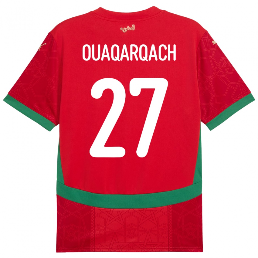 נשים מָרוֹקוֹ Abdelkader Ouaqarqach #27 אָדוֹם ג'רזי ביתית 24-26 חולצה קצרה