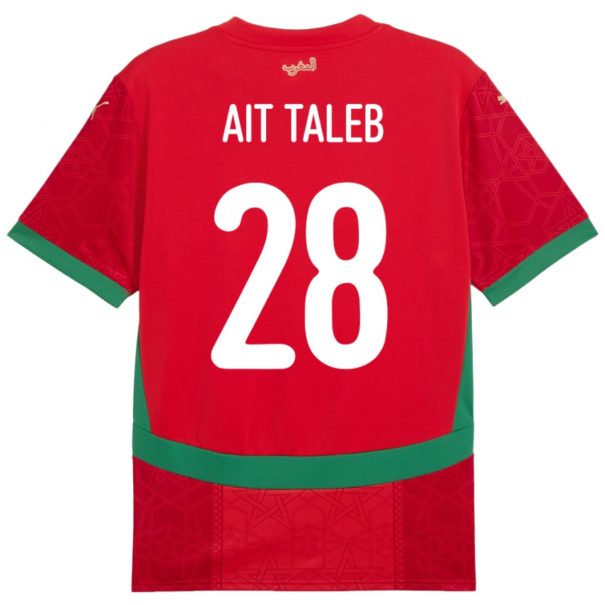 נשים מָרוֹקוֹ Ismail Ait Taleb #28 אָדוֹם ג'רזי ביתית 24-26 חולצה קצרה