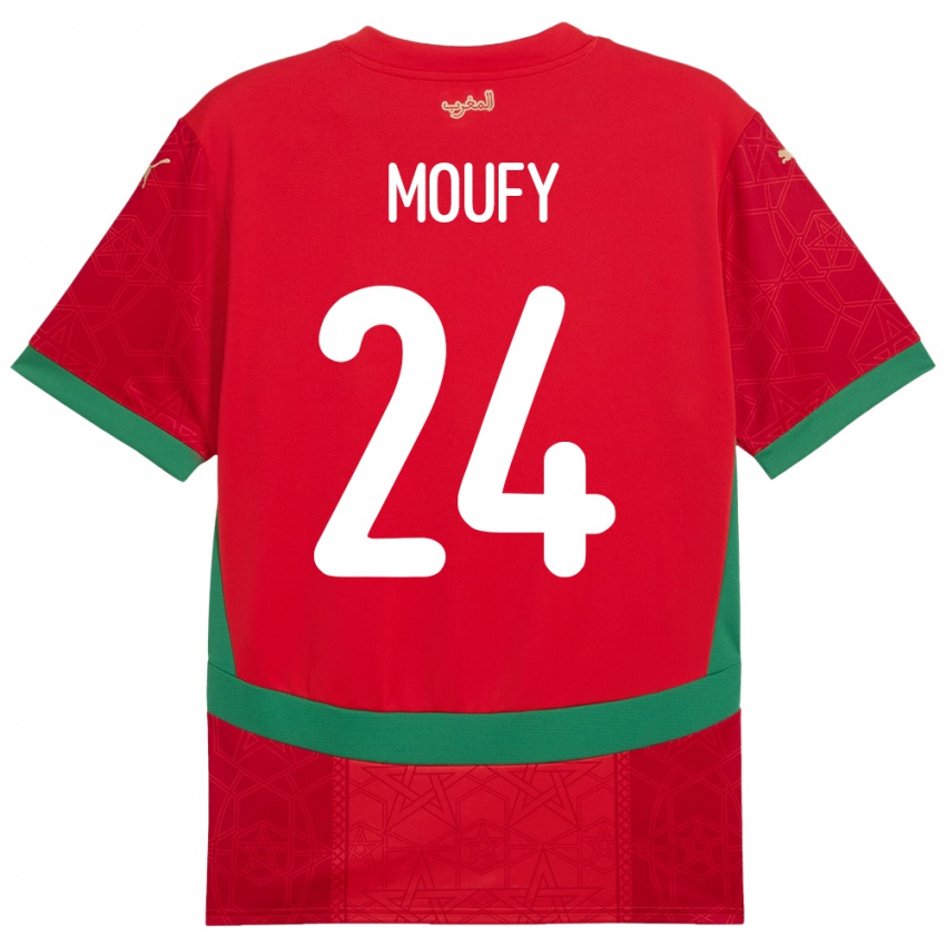 נשים מָרוֹקוֹ Fahd Moufi #24 אָדוֹם ג'רזי ביתית 24-26 חולצה קצרה