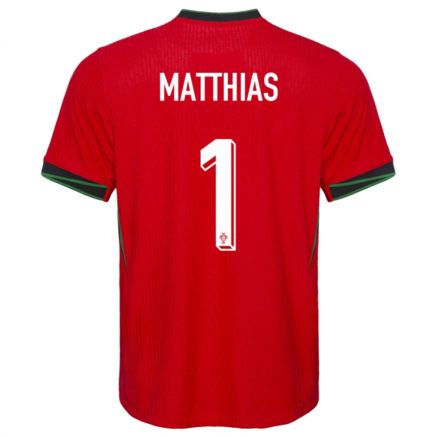 נשים פורטוגל Matthias Da Silva #1 אָדוֹם ג'רזי ביתית 24-26 חולצה קצרה