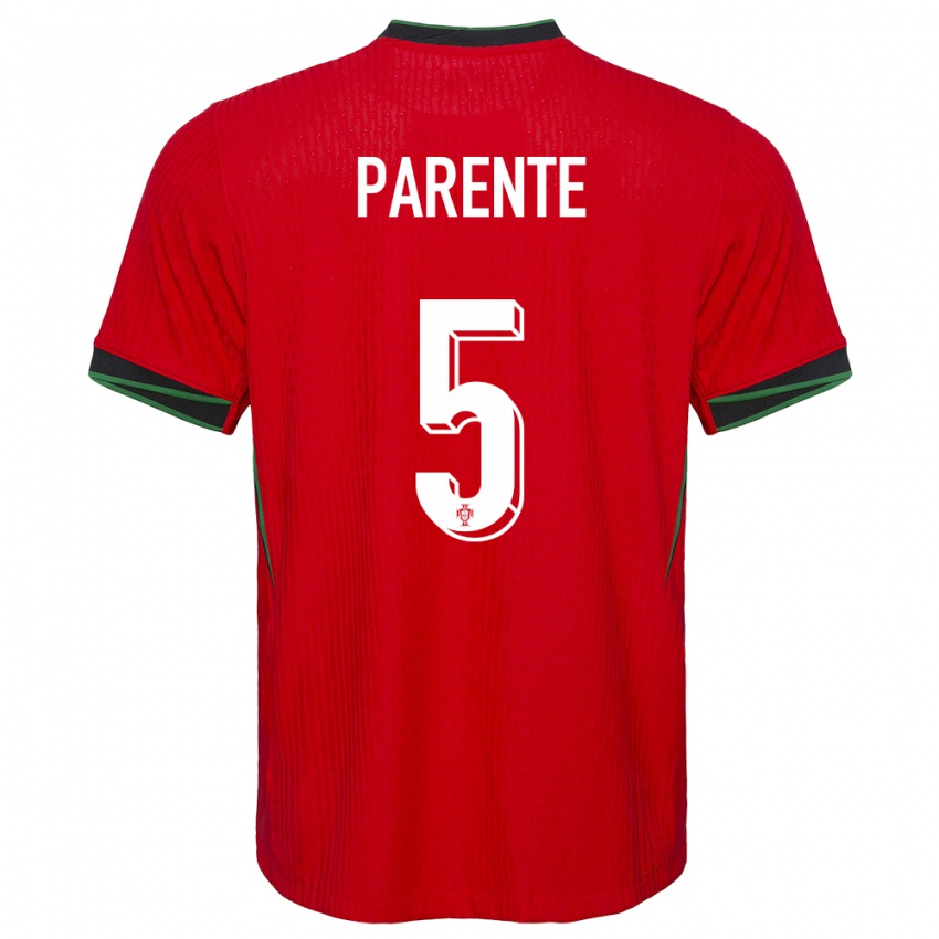 נשים פורטוגל Tiago Parente #5 אָדוֹם ג'רזי ביתית 24-26 חולצה קצרה