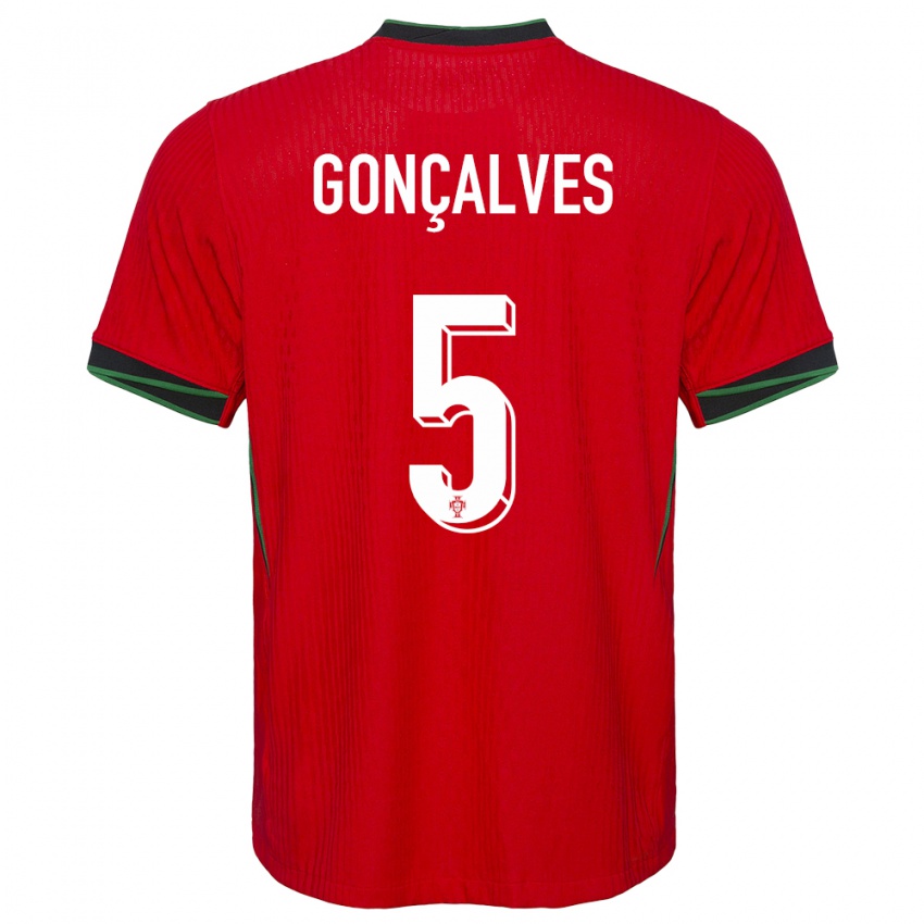 נשים פורטוגל Martim Gonçalves #5 אָדוֹם ג'רזי ביתית 24-26 חולצה קצרה