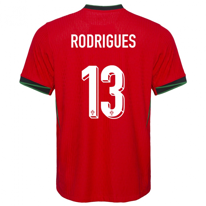 נשים פורטוגל Paulo Rodrigues #13 אָדוֹם ג'רזי ביתית 24-26 חולצה קצרה