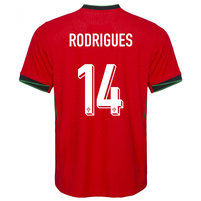 נשים פורטוגל Diego Rodrigues #14 אָדוֹם ג'רזי ביתית 24-26 חולצה קצרה