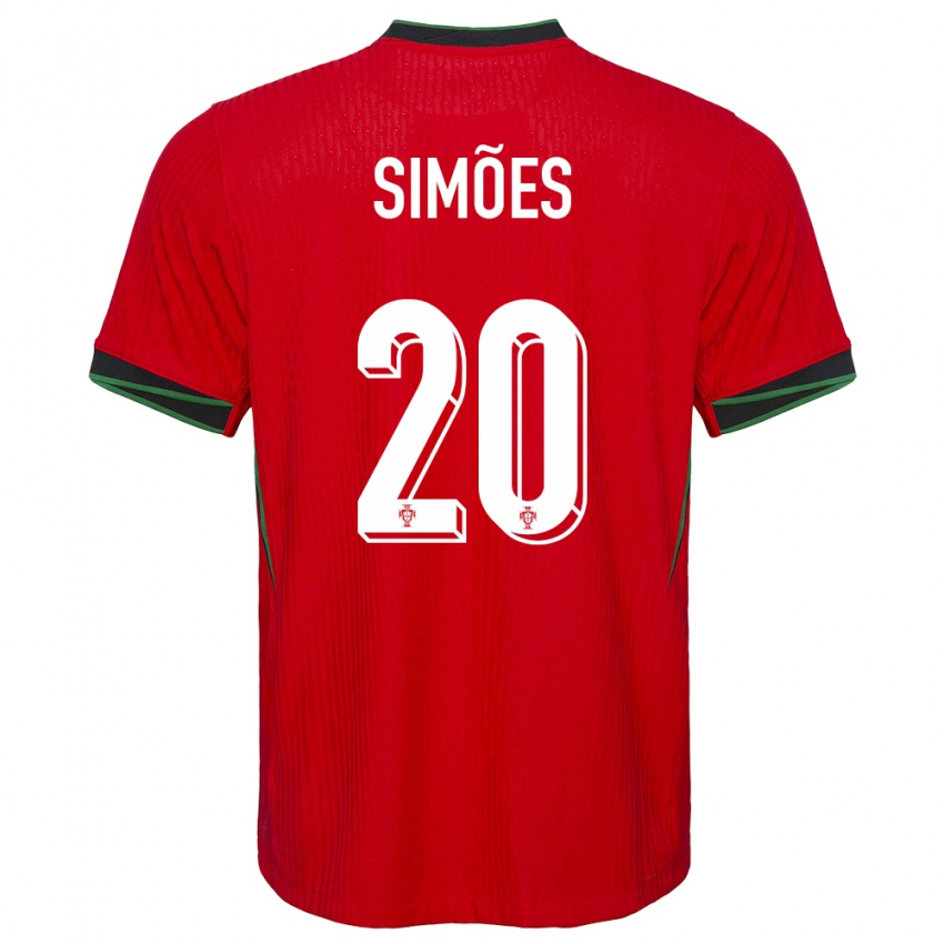 נשים פורטוגל Francisco Simões #20 אָדוֹם ג'רזי ביתית 24-26 חולצה קצרה