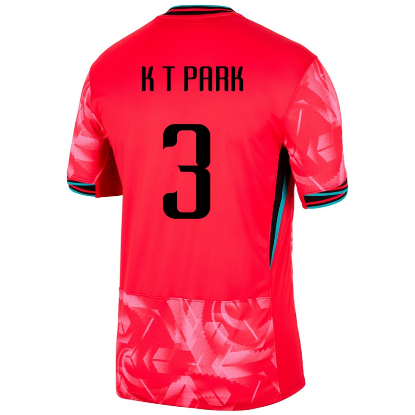 נשים דרום קוריאה Kyeong-Taek Park #3 אָדוֹם ג'רזי ביתית 24-26 חולצה קצרה