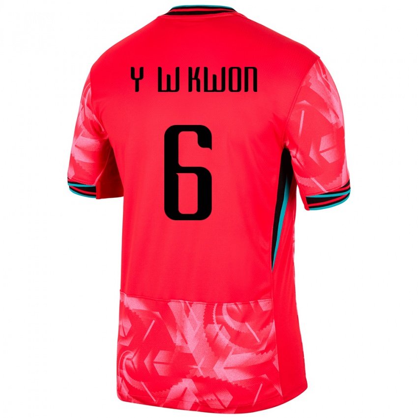 נשים דרום קוריאה Yeon-Woo Kwon #6 אָדוֹם ג'רזי ביתית 24-26 חולצה קצרה