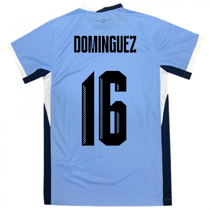 נשים אורוגוואי Facundo Dominguez #16 לבן שחור ג'רזי ביתית 24-26 חולצה קצרה