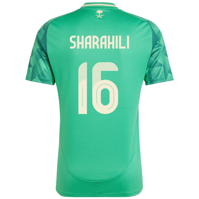 נשים ערב הסעודית Khalid Mashhour Sharahili #16 יָרוֹק ג'רזי ביתית 24-26 חולצה קצרה