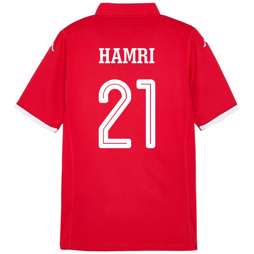 נשים תוניסיה Rabii Hamri #21 אָדוֹם ג'רזי ביתית 24-26 חולצה קצרה