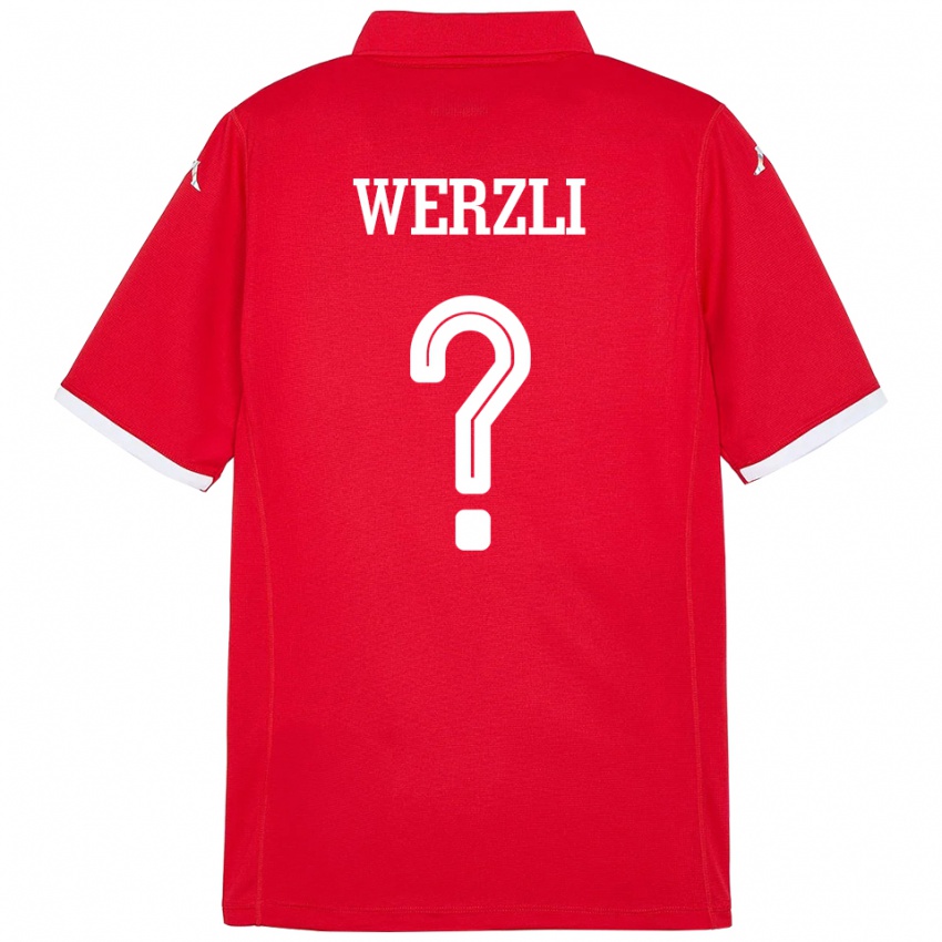 נשים תוניסיה Yassine Werzli #0 אָדוֹם ג'רזי ביתית 24-26 חולצה קצרה