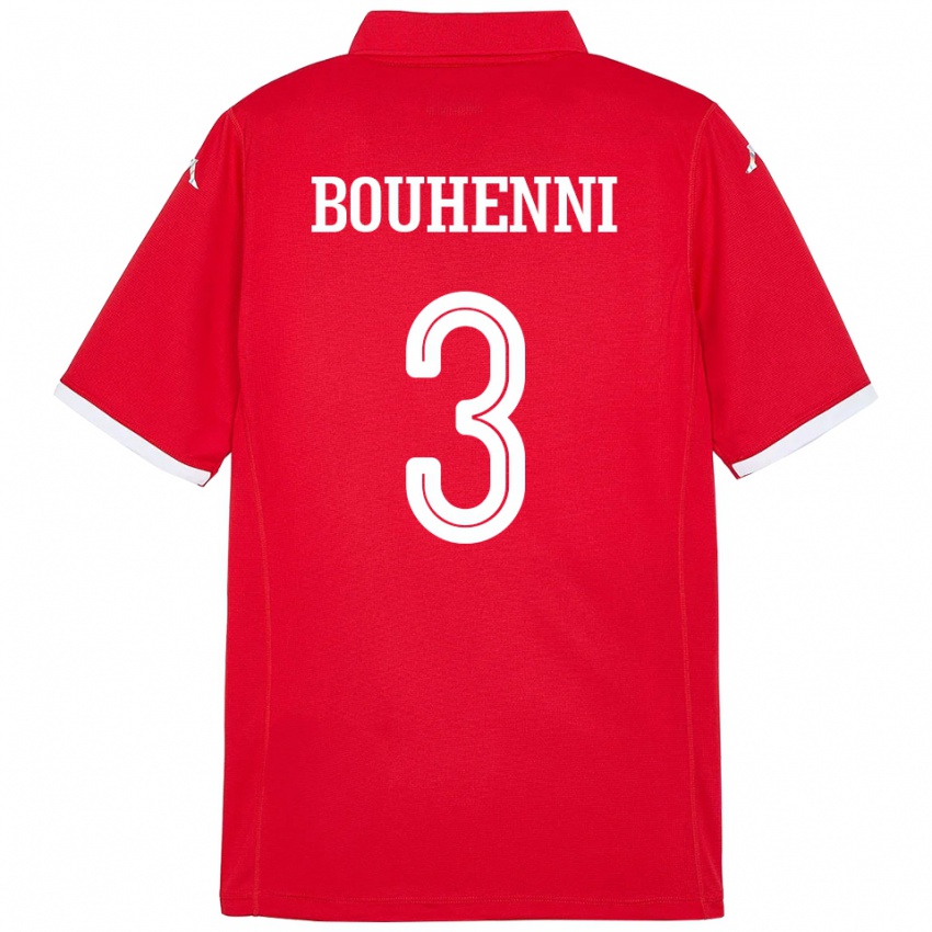 נשים תוניסיה Rayen Bouhenni #3 אָדוֹם ג'רזי ביתית 24-26 חולצה קצרה