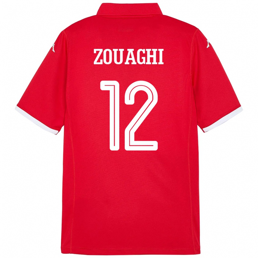 נשים תוניסיה Thomas Zouaghi #12 אָדוֹם ג'רזי ביתית 24-26 חולצה קצרה
