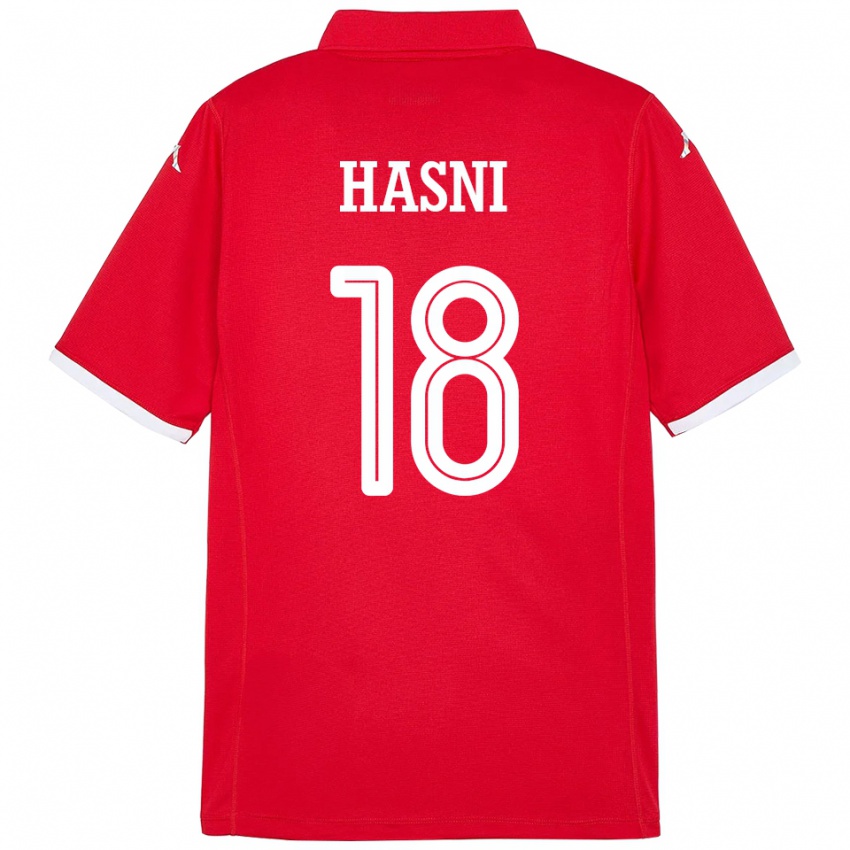 נשים תוניסיה Zinedine Hasni #18 אָדוֹם ג'רזי ביתית 24-26 חולצה קצרה