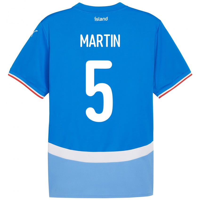 נשים אִיסלַנד Markús Andri Daníelsson Martin #5 כְּחוֹל ג'רזי ביתית 24-26 חולצה קצרה