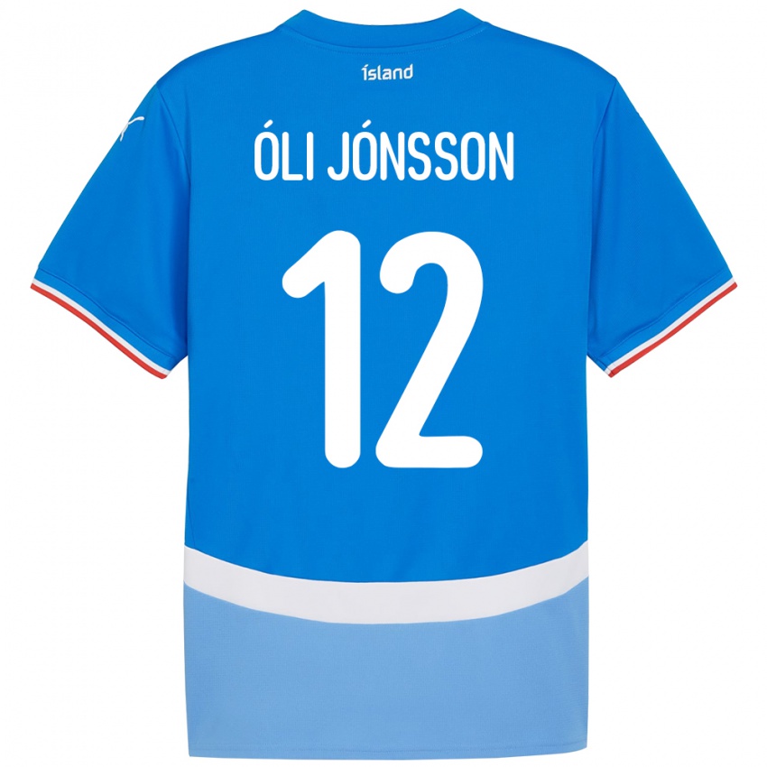 נשים אִיסלַנד Haukur Óli Jónsson #12 כְּחוֹל ג'רזי ביתית 24-26 חולצה קצרה