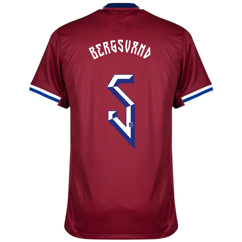 נשים נורבגיה Guro Bergsvand #5 אדום כחול לבן ג'רזי ביתית 24-26 חולצה קצרה
