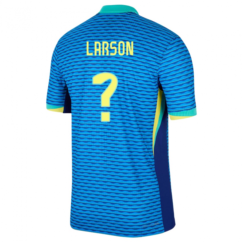 נשים ברזיל Larson #0 כְּחוֹל הרחק ג'רזי 24-26 חולצה קצרה