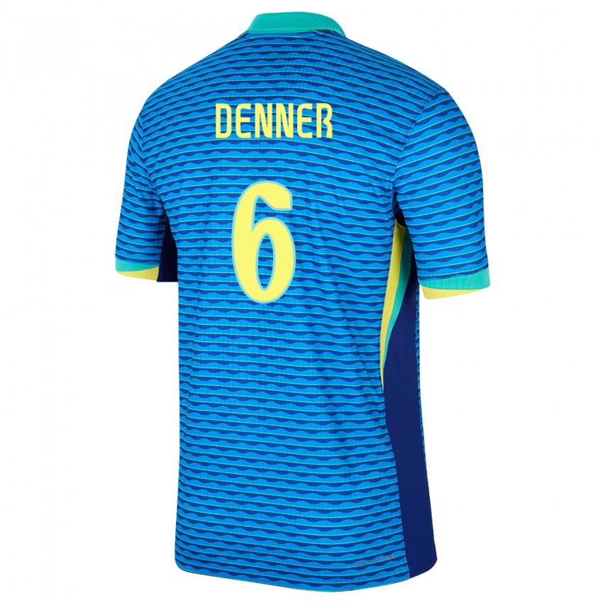 נשים ברזיל Denner Evangelista #6 כְּחוֹל הרחק ג'רזי 24-26 חולצה קצרה