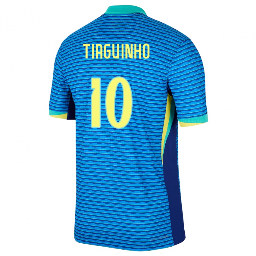 נשים ברזיל Tiaguinho #10 כְּחוֹל הרחק ג'רזי 24-26 חולצה קצרה