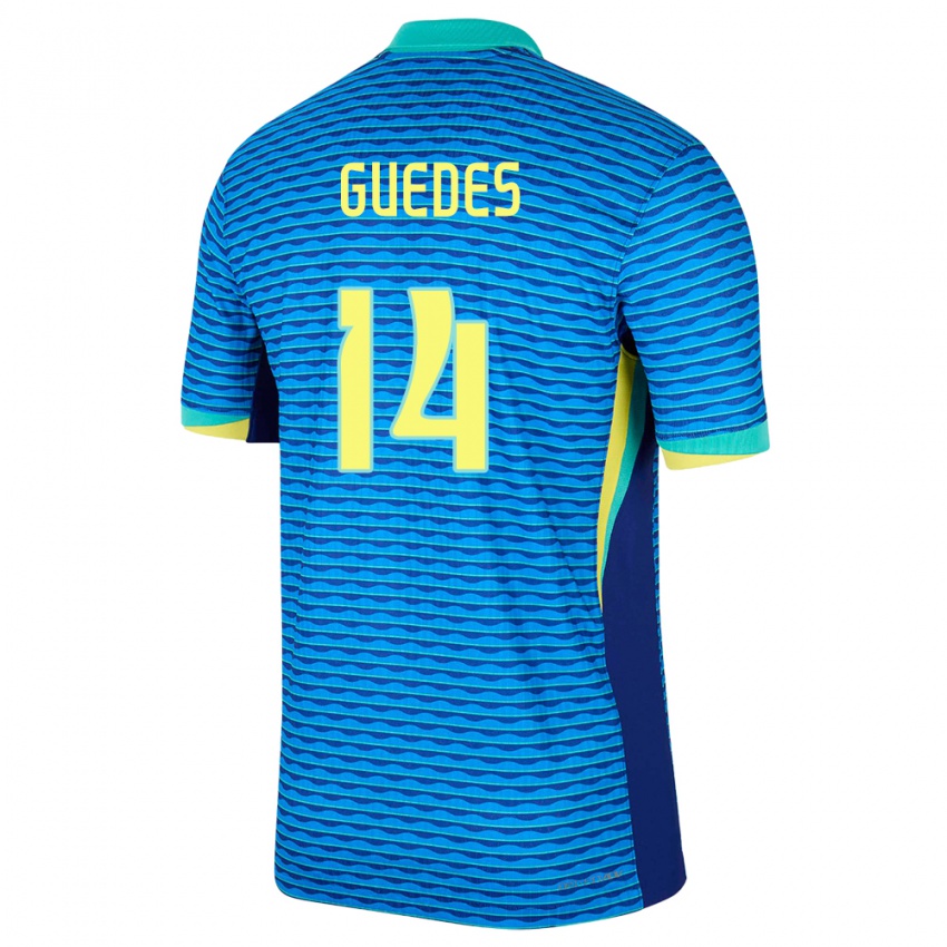 נשים ברזיל Luis Guedes #14 כְּחוֹל הרחק ג'רזי 24-26 חולצה קצרה