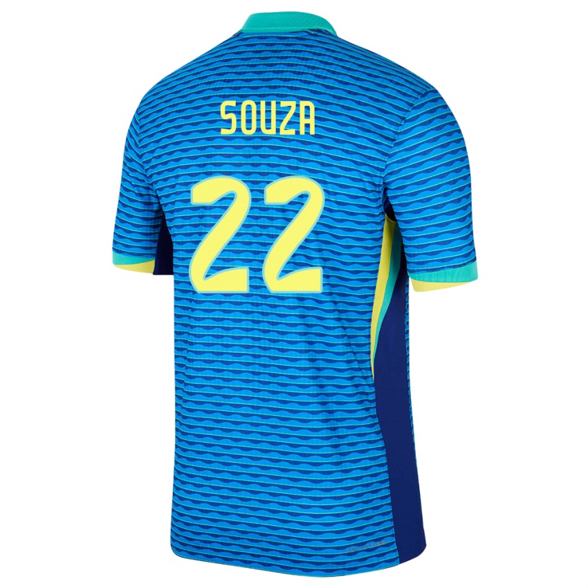 נשים ברזיל Luiz Souza #22 כְּחוֹל הרחק ג'רזי 24-26 חולצה קצרה