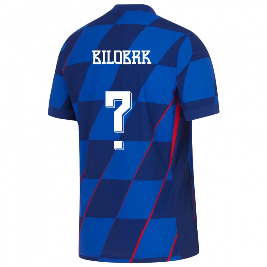 נשים קרואטיה Ante Bilobrk #0 כְּחוֹל הרחק ג'רזי 24-26 חולצה קצרה