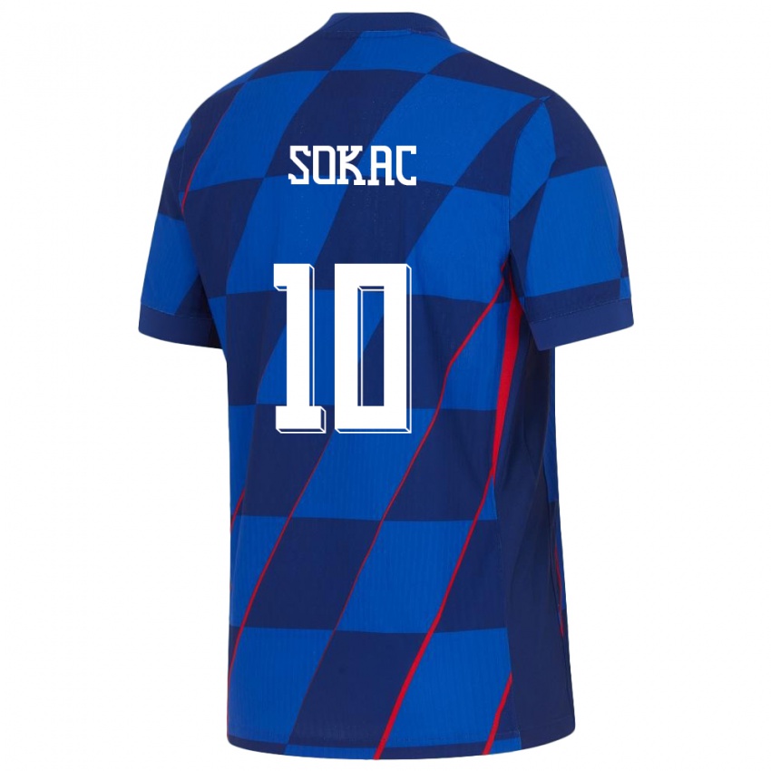 נשים קרואטיה Andro Sokac #10 כְּחוֹל הרחק ג'רזי 24-26 חולצה קצרה