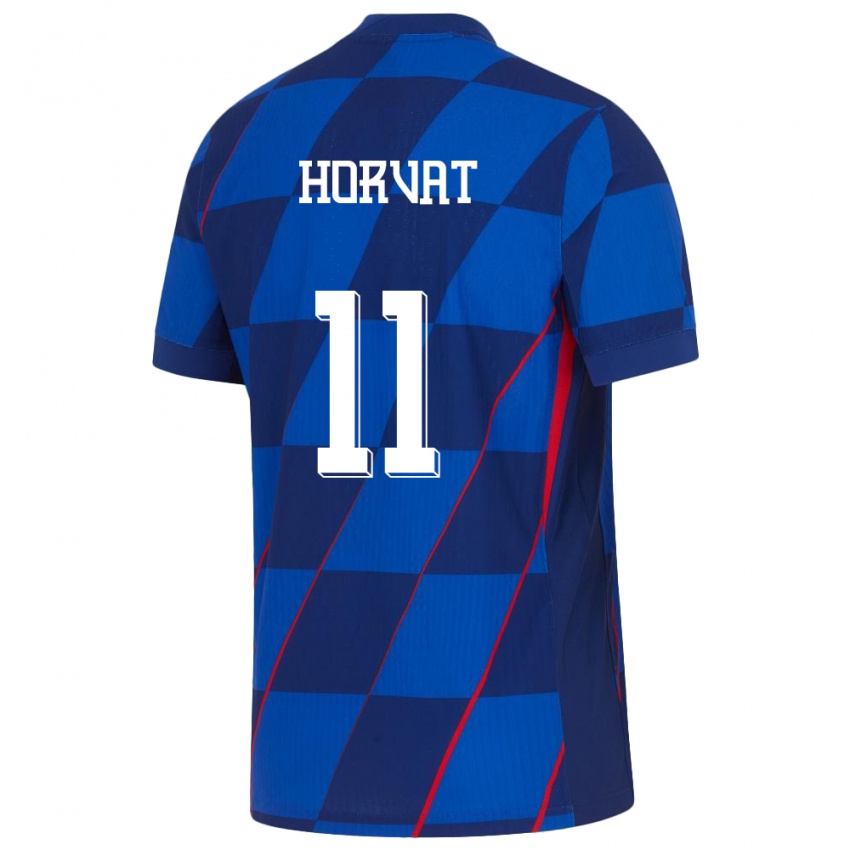 נשים קרואטיה Patrik Horvat #11 כְּחוֹל הרחק ג'רזי 24-26 חולצה קצרה