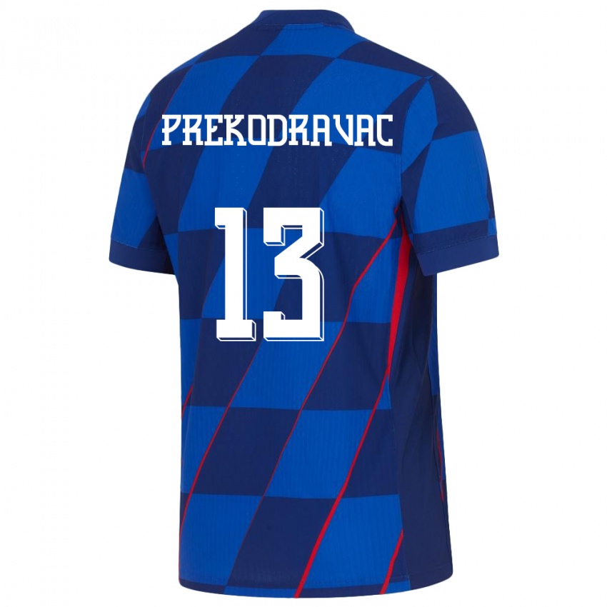 נשים קרואטיה Marin Prekodravac #13 כְּחוֹל הרחק ג'רזי 24-26 חולצה קצרה