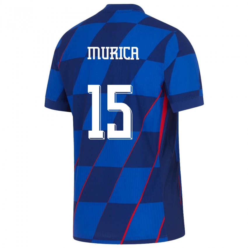 נשים קרואטיה Lukas Murica #15 כְּחוֹל הרחק ג'רזי 24-26 חולצה קצרה