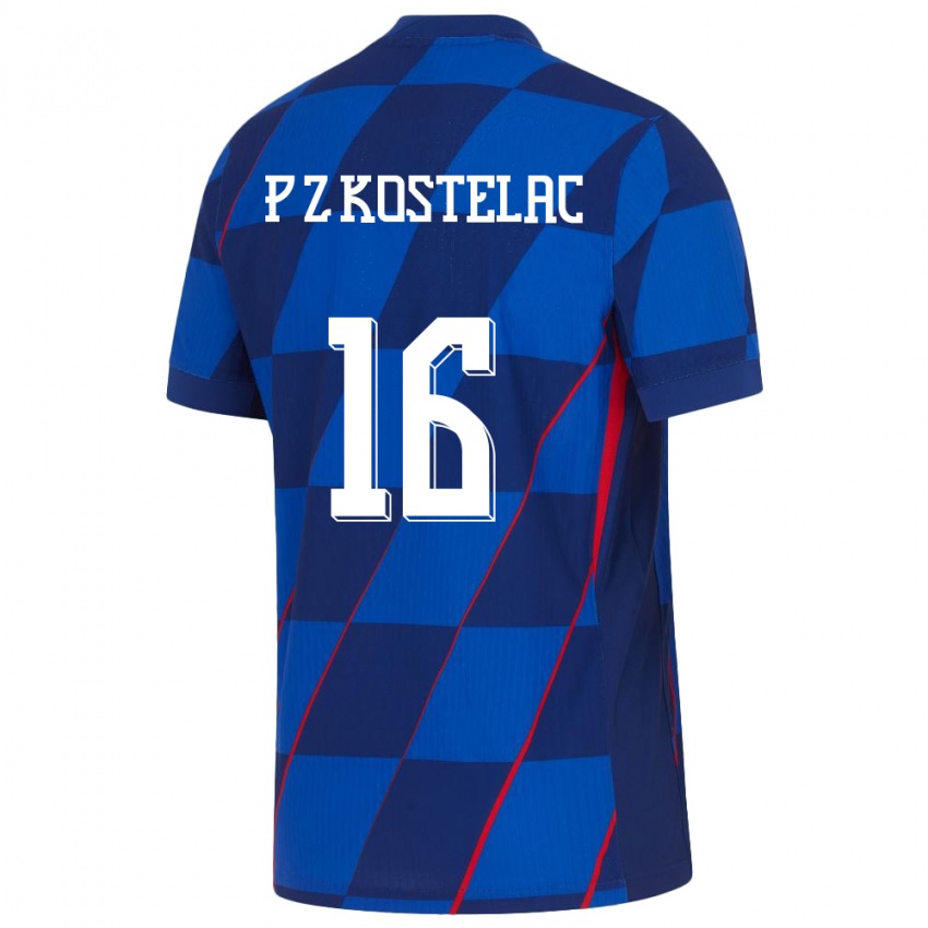 נשים קרואטיה Petar Zvonimir Kostelac #16 כְּחוֹל הרחק ג'רזי 24-26 חולצה קצרה