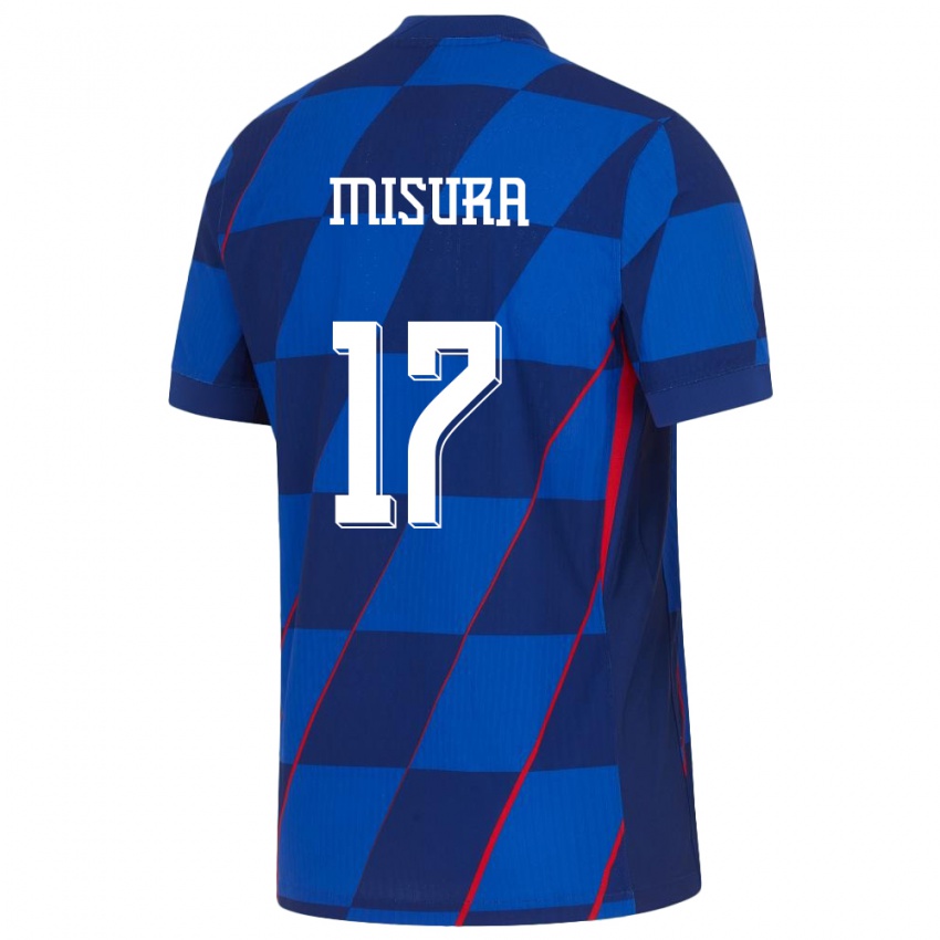 נשים קרואטיה Bruno Misura #17 כְּחוֹל הרחק ג'רזי 24-26 חולצה קצרה